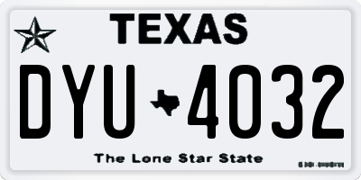 TX license plate DYU4032