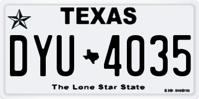 TX license plate DYU4035