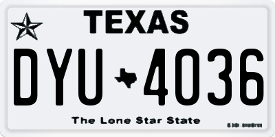 TX license plate DYU4036