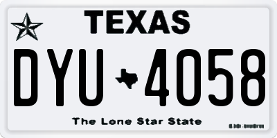 TX license plate DYU4058