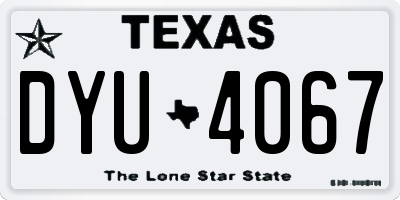 TX license plate DYU4067