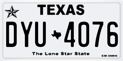 TX license plate DYU4076