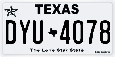 TX license plate DYU4078