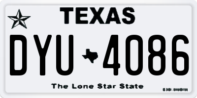 TX license plate DYU4086