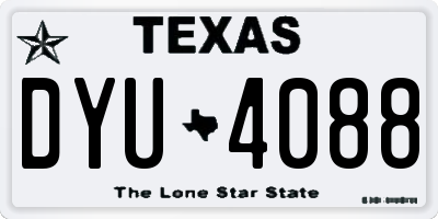 TX license plate DYU4088