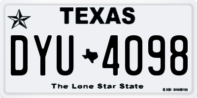 TX license plate DYU4098