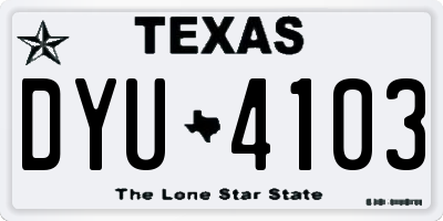TX license plate DYU4103