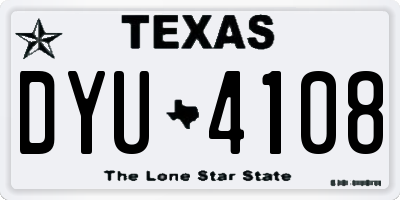 TX license plate DYU4108