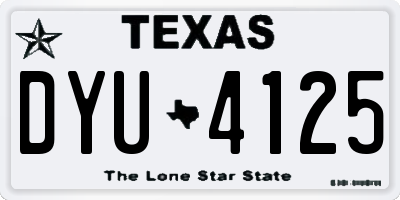 TX license plate DYU4125