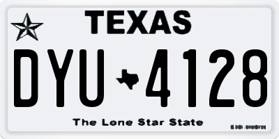TX license plate DYU4128