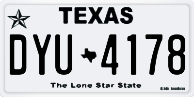 TX license plate DYU4178