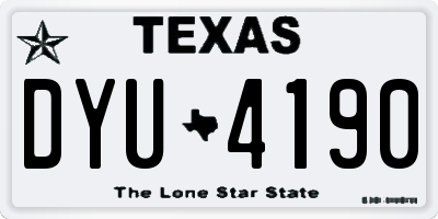 TX license plate DYU4190