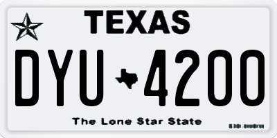 TX license plate DYU4200