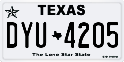 TX license plate DYU4205