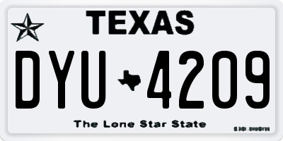 TX license plate DYU4209
