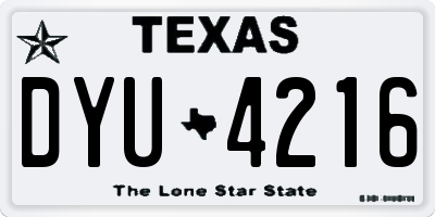 TX license plate DYU4216
