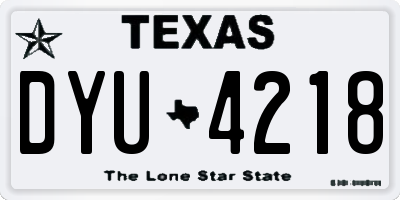 TX license plate DYU4218