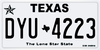 TX license plate DYU4223
