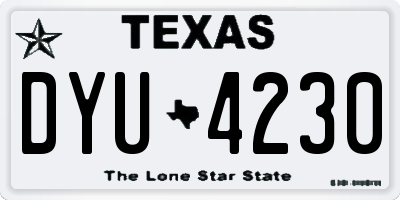 TX license plate DYU4230