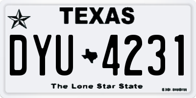 TX license plate DYU4231