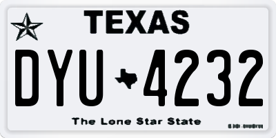 TX license plate DYU4232