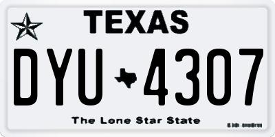 TX license plate DYU4307
