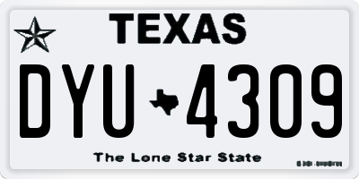 TX license plate DYU4309
