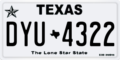 TX license plate DYU4322