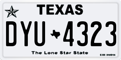 TX license plate DYU4323