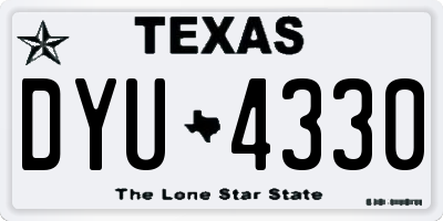 TX license plate DYU4330