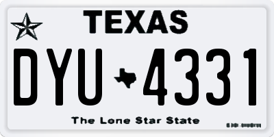 TX license plate DYU4331