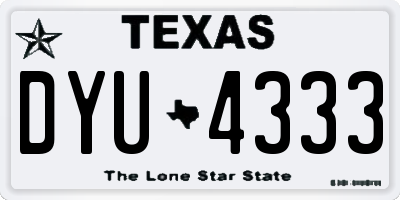 TX license plate DYU4333