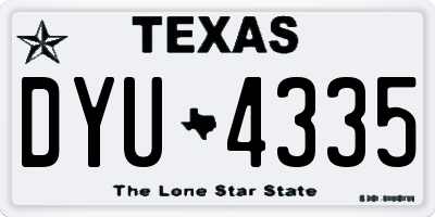 TX license plate DYU4335