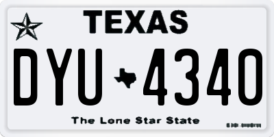 TX license plate DYU4340