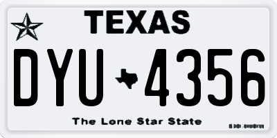 TX license plate DYU4356