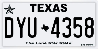 TX license plate DYU4358