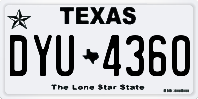 TX license plate DYU4360
