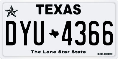 TX license plate DYU4366