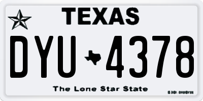 TX license plate DYU4378