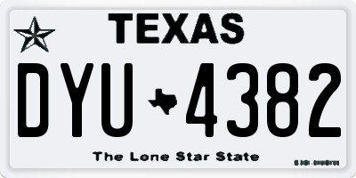 TX license plate DYU4382