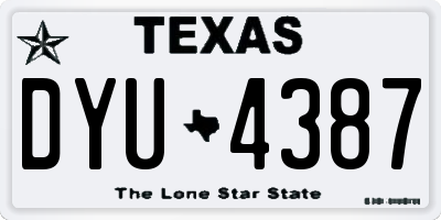 TX license plate DYU4387