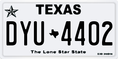 TX license plate DYU4402