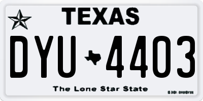 TX license plate DYU4403