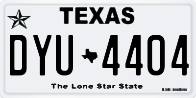 TX license plate DYU4404