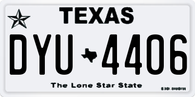 TX license plate DYU4406