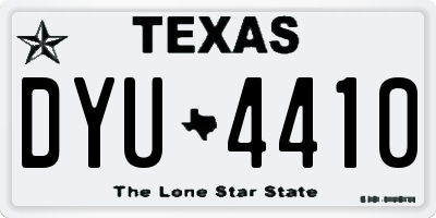 TX license plate DYU4410