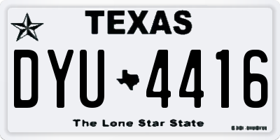 TX license plate DYU4416