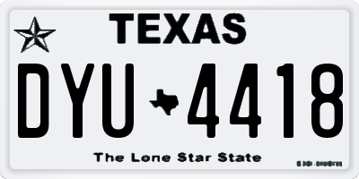 TX license plate DYU4418