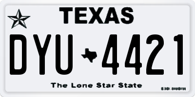TX license plate DYU4421