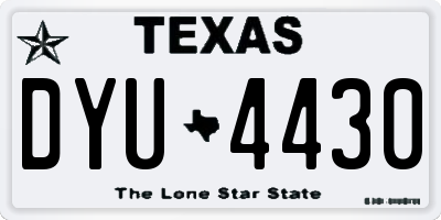 TX license plate DYU4430